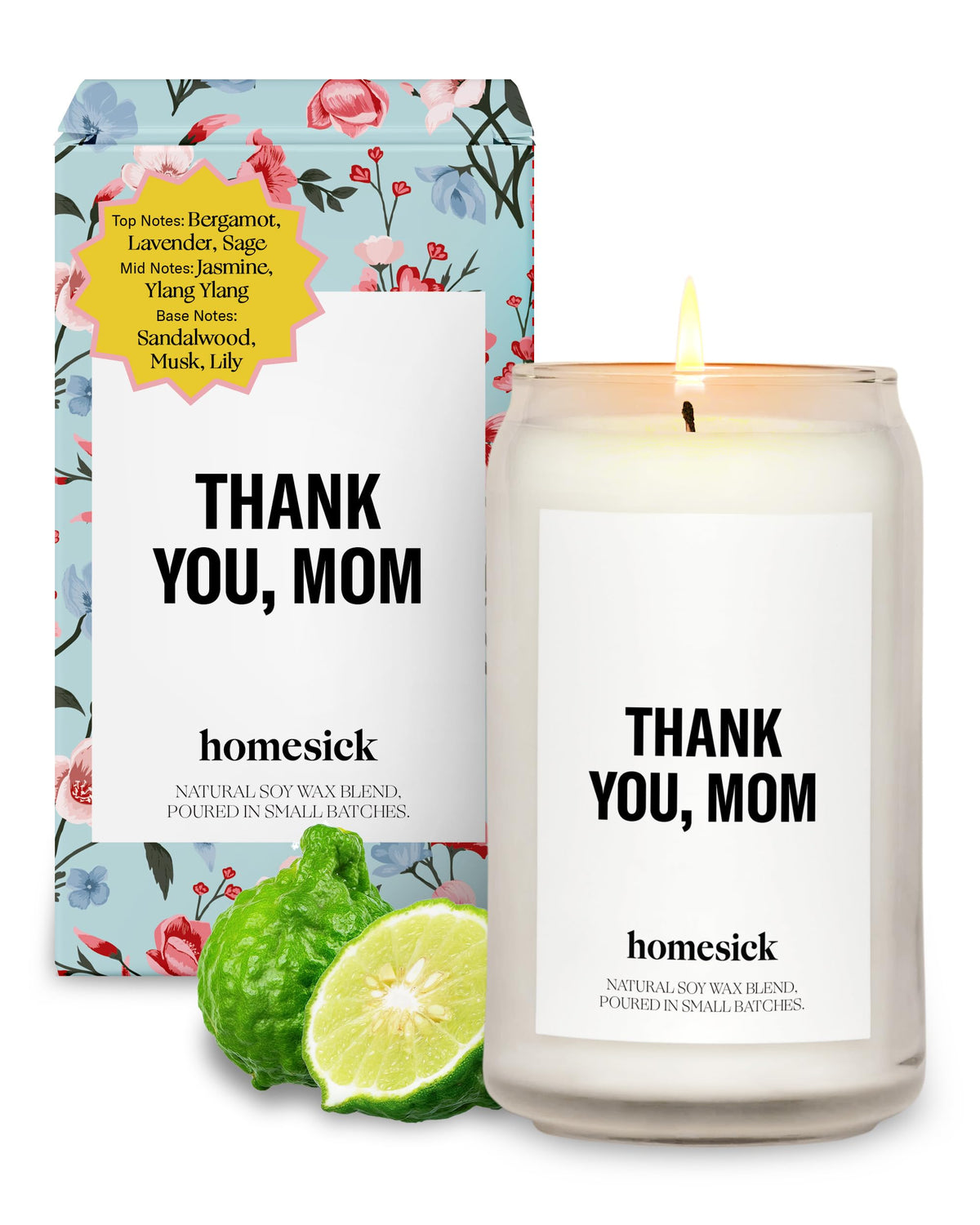 Homesick candle front packaging showing elegant gift-ready box and branding benefit: ready-to-gift
