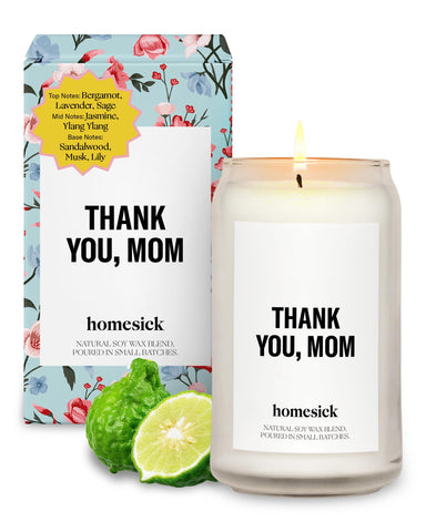 Homesick candle front packaging showing elegant gift-ready box and branding benefit: ready-to-gift
