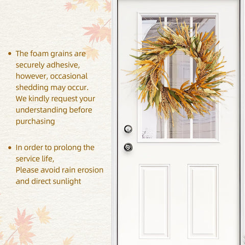 Hometrance wreath hung on wooden front door creating welcoming entry