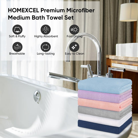 HOMEXCEL neatly folded towel stack showing tidy storage and space-saving benefit
