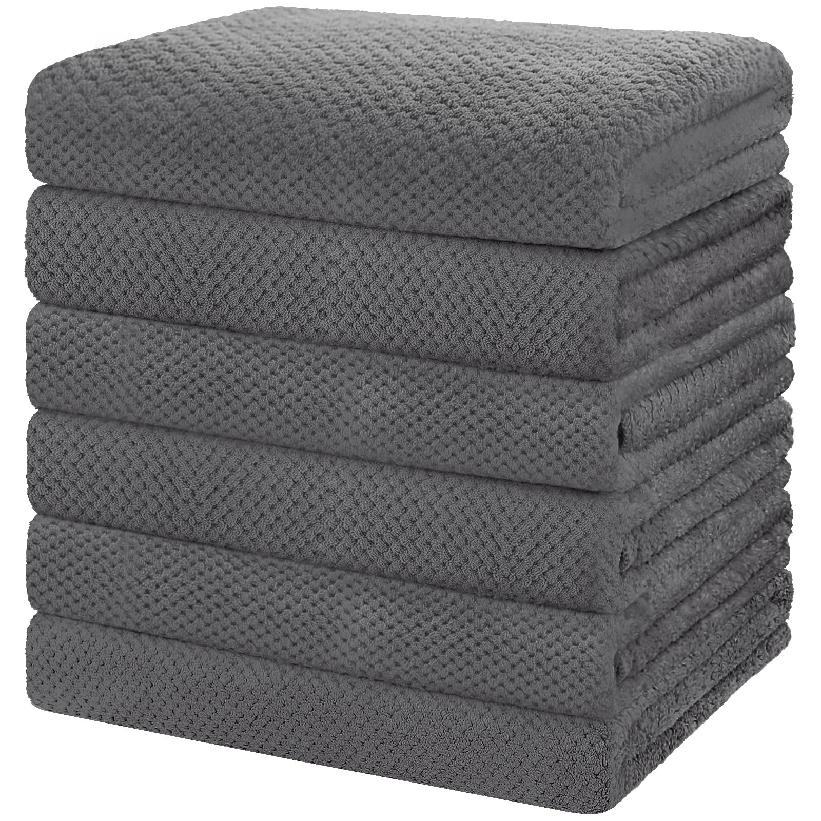 HOMEXCEL front packaging showing six grey towels and pack benefits