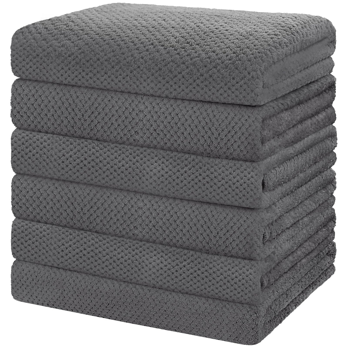 HOMEXCEL front packaging showing six grey towels and pack benefits