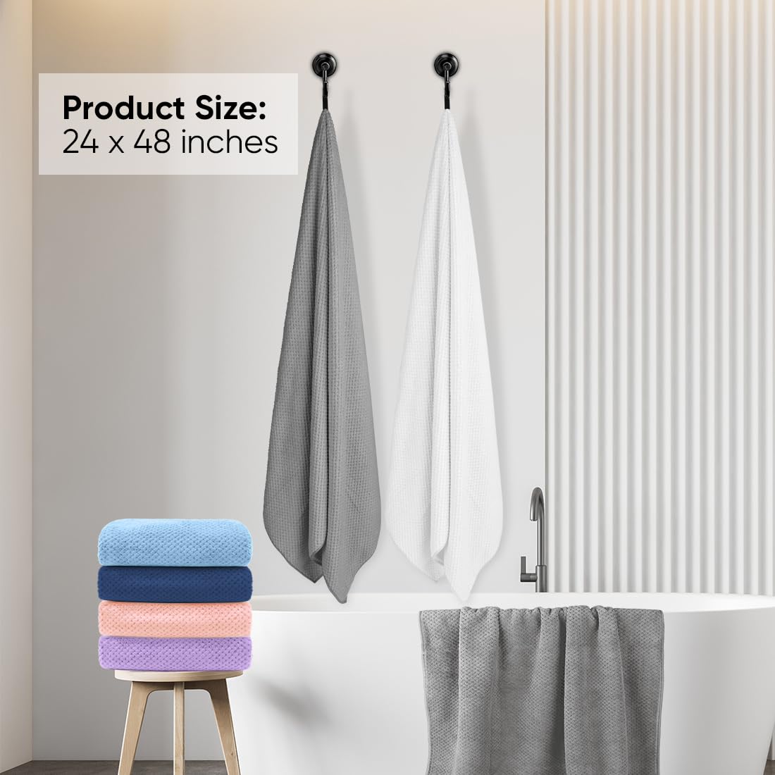HOMEXCEL towel wrapped around head after shower demonstrating quick-dry convenience