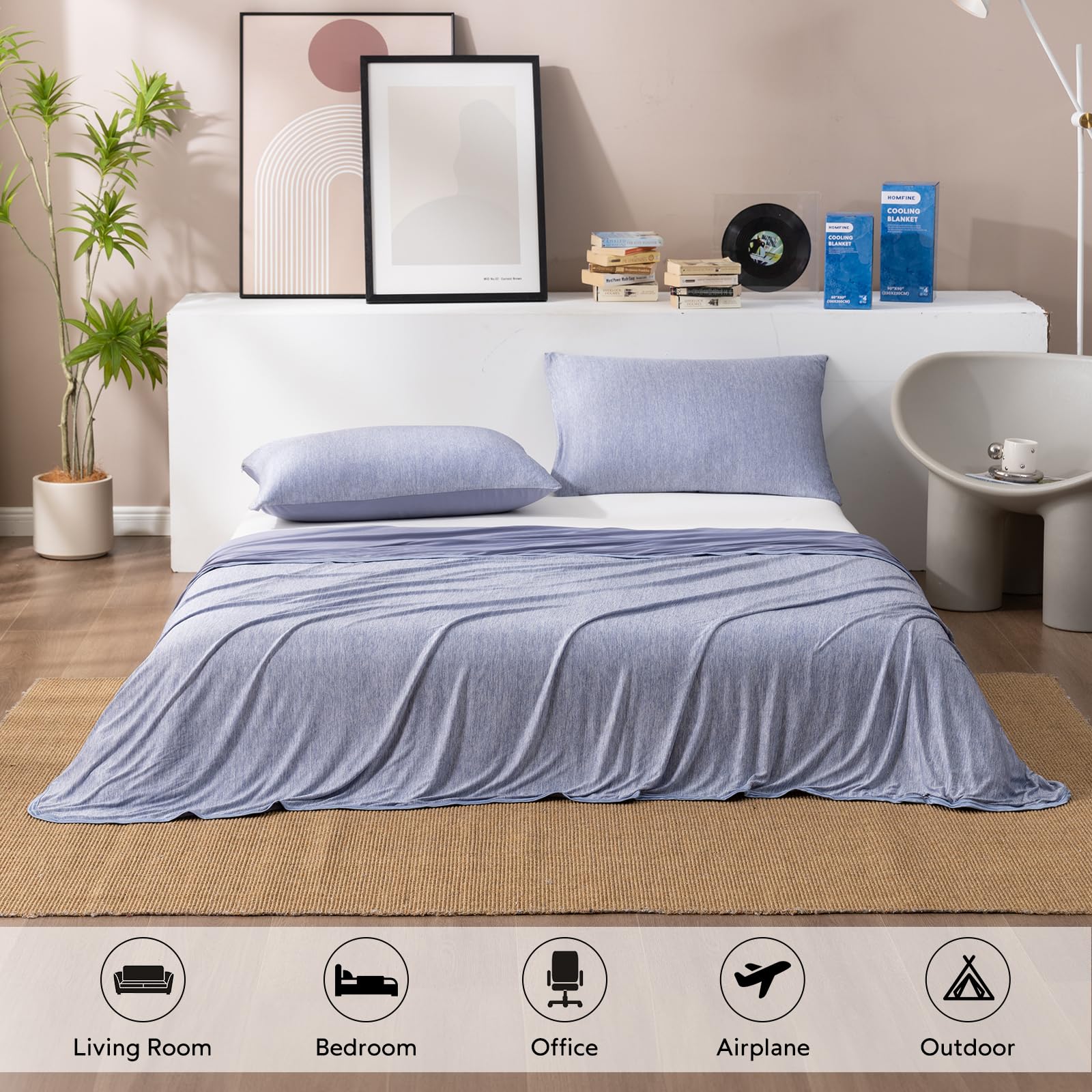 HOMFINE bed draped to show 50x70 size and versatile coverage for sleepers
