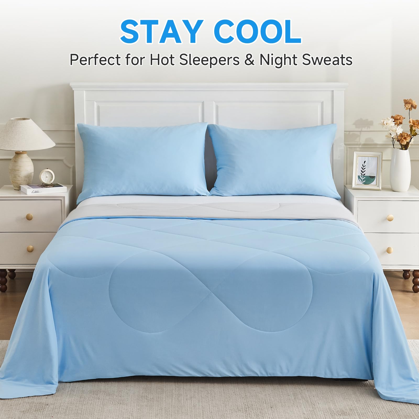HOMFINE folded comforter demonstrating lightweight portability for travel