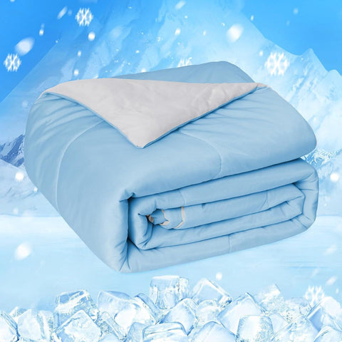 HOMFINE cooling comforter front view showing full queen size and cooling benefit