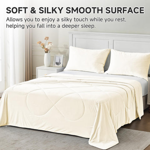 HOMFINE comforter on bed in a styled room showing breathable lightweight look