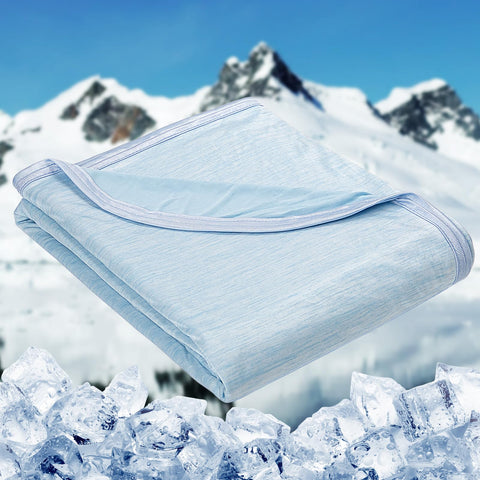 HOMFINE cooling blanket front breathable polyester face showing airflow benefit
