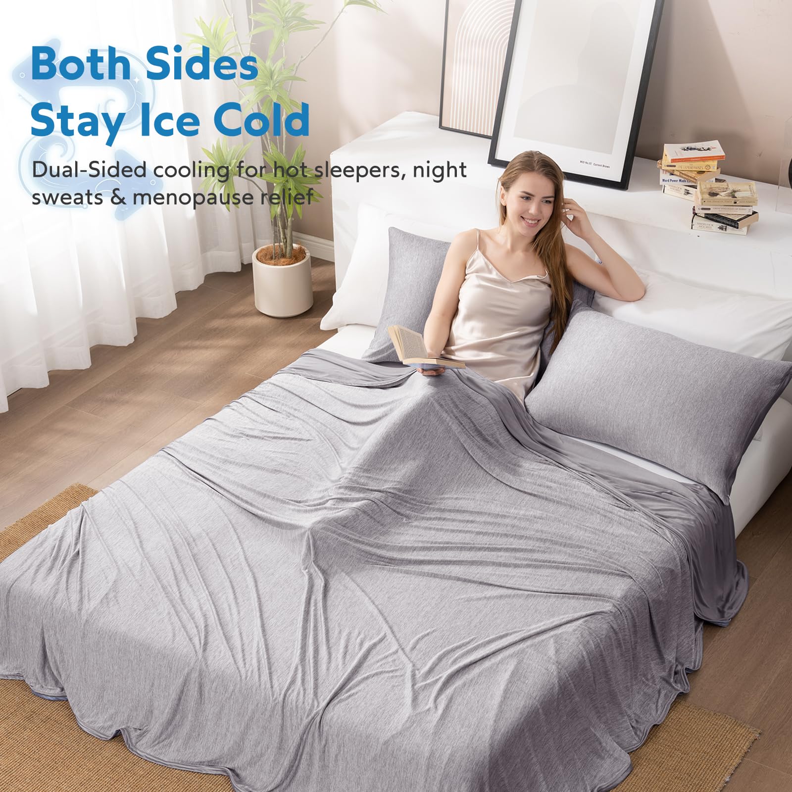 HOMFINE cooling blanket mica nylon reverse close-up with soft cool-to-touch benefit