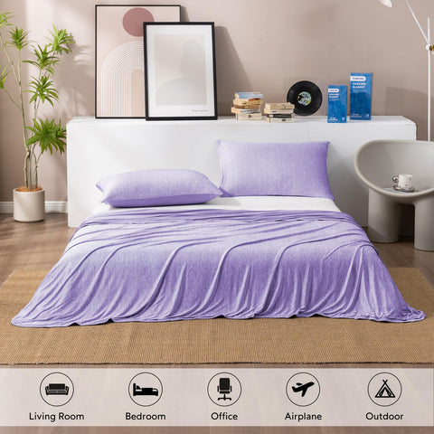 HOMFINE neatly folded blanket packed for travel, easy portability benefit