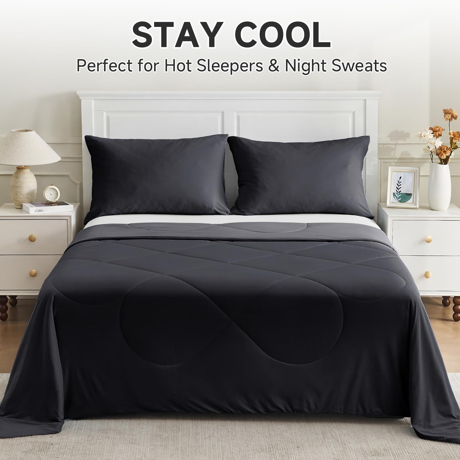 HOMFINE folded comforter packed for travel showing lightweight portability benefit
