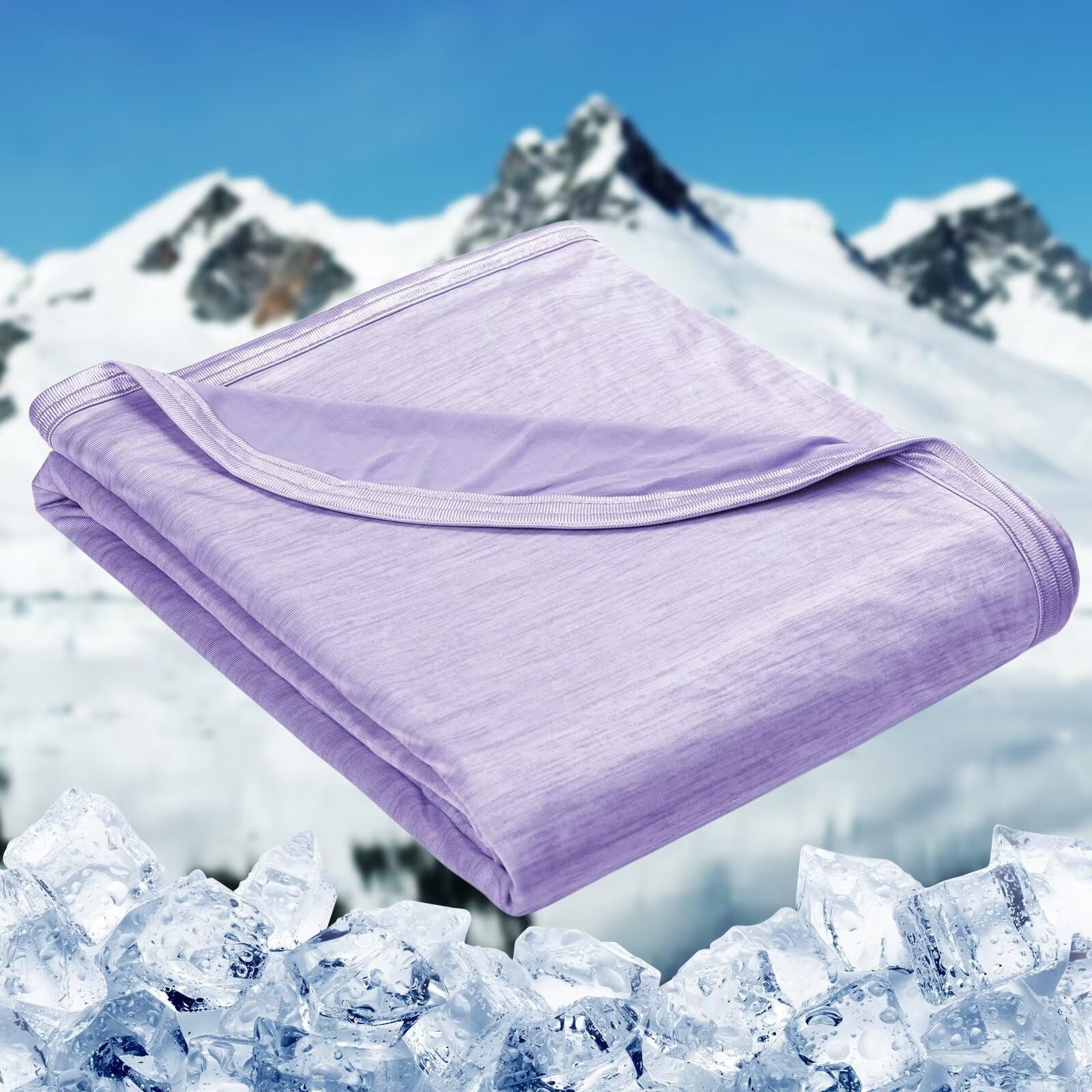 HOMFINE front view of purple blanket showing size and packaging, comfortable coverage