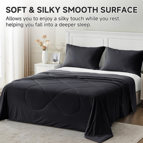 HOMFINE comforter on a styled bed showing breathable comfort and modern look