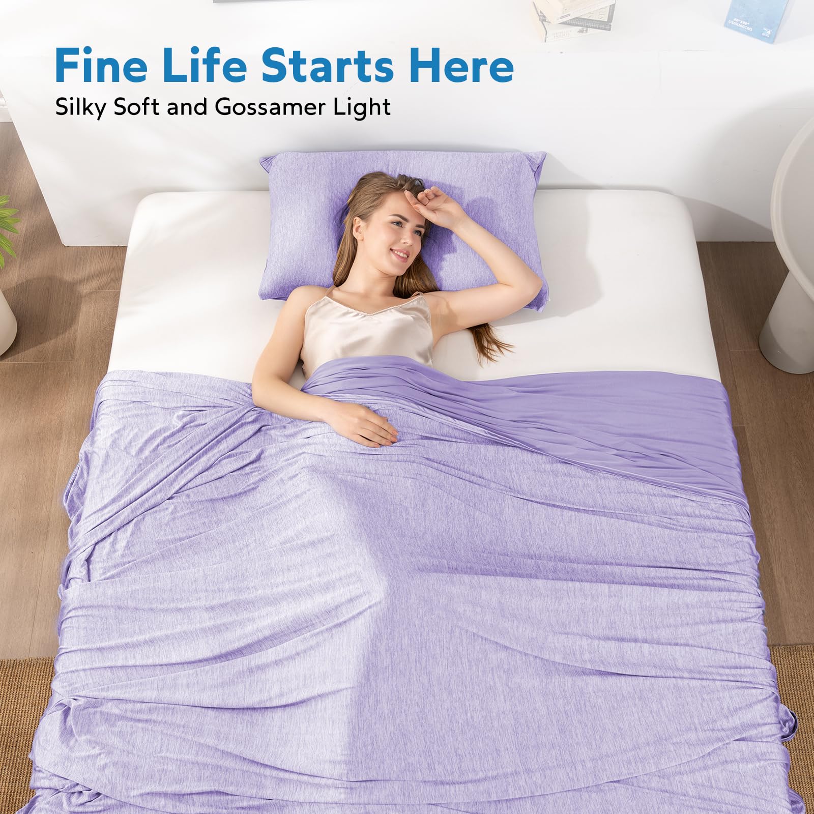 HOMFINE blanket spread on queen bed, wide coverage and lightweight comfort