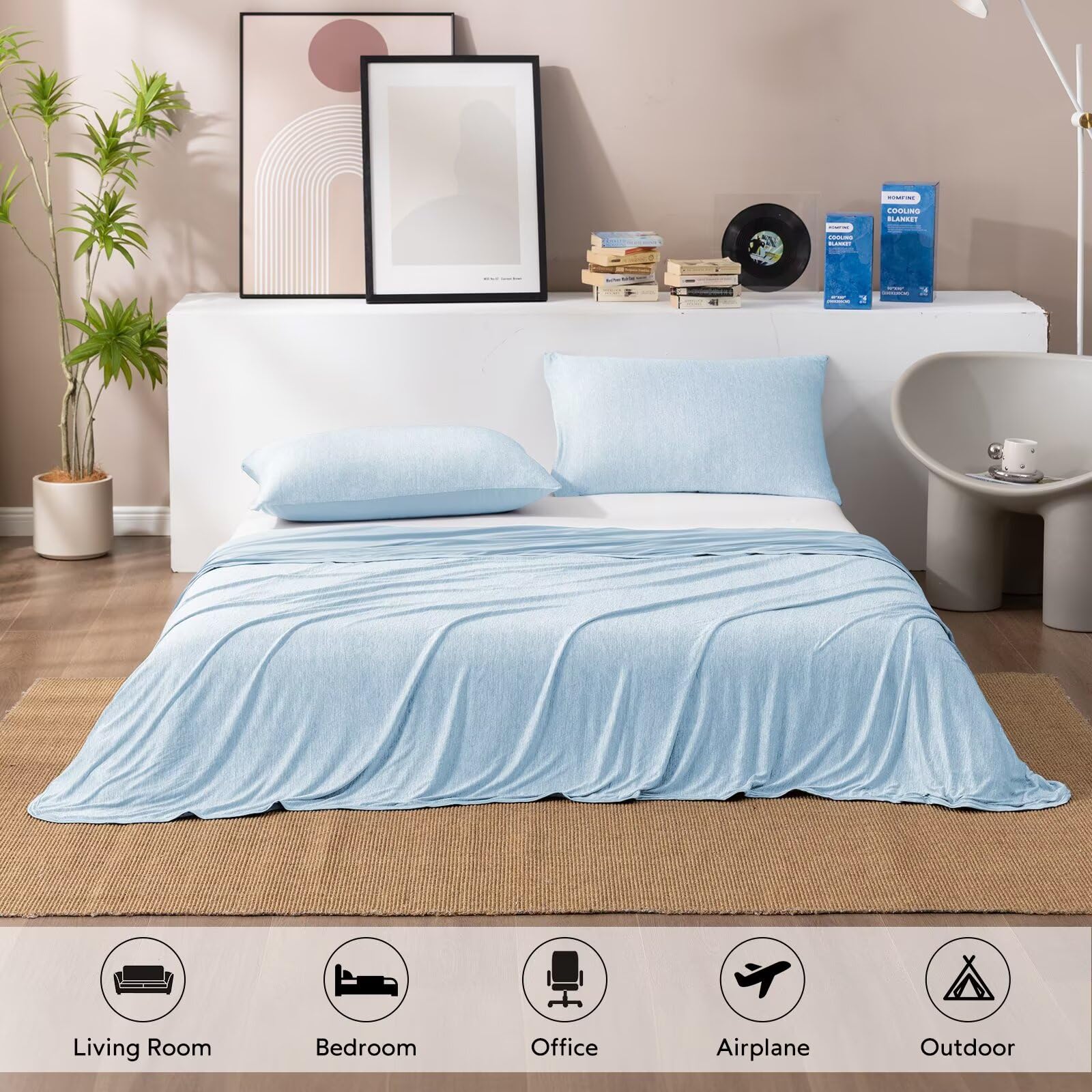 HOMFINE blanket on sofa in living room showing everyday usability