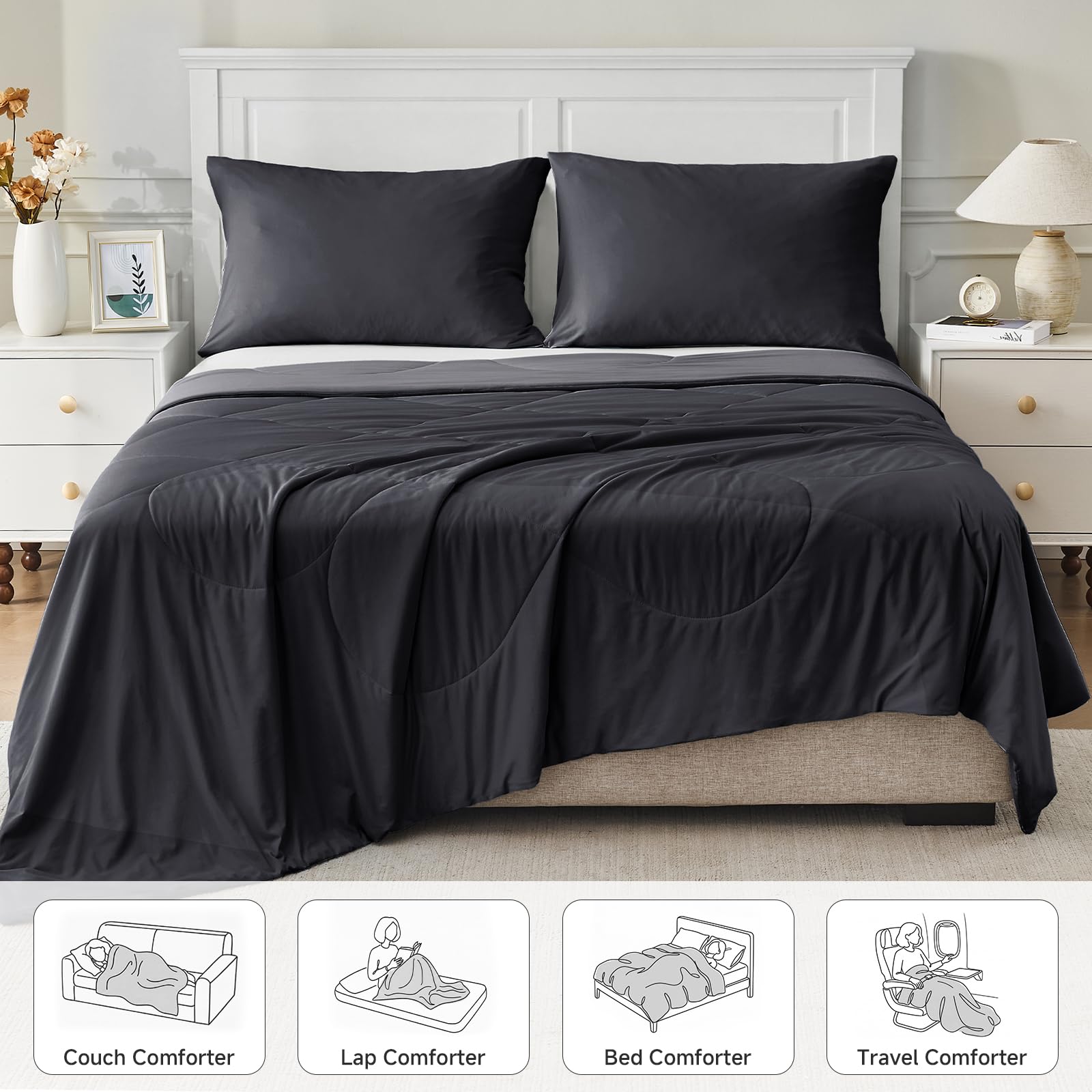 HOMFINE size comparison showing queen spread on mattress for proper fit benefit
