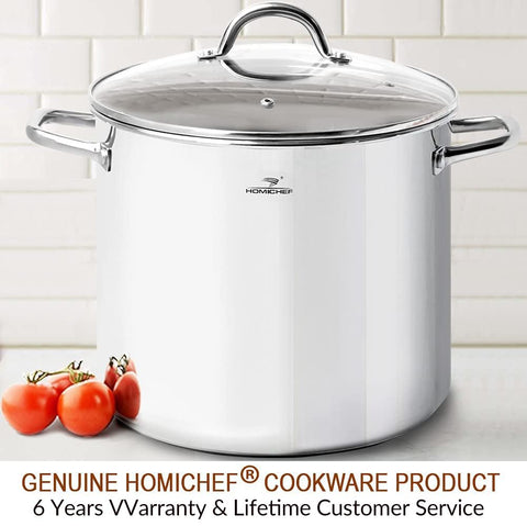 HOMICHEF size comparison next to utensils illustrating true 16 quart scale