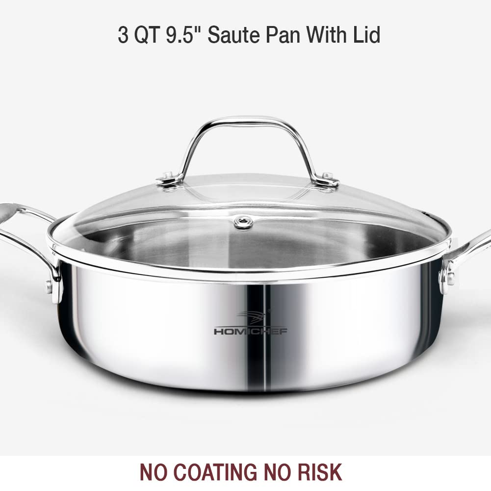 HOMICHEF cookware size comparison with common utensils demonstrating scale and capacity