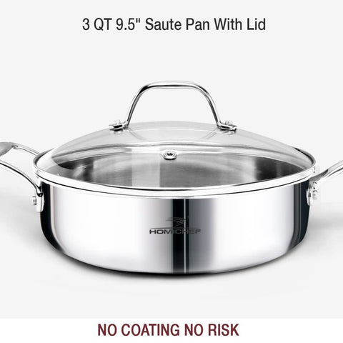 HOMICHEF cookware size comparison with common utensils demonstrating scale and capacity