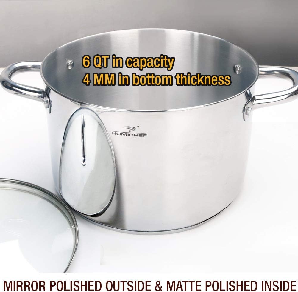 HOMICHEF tempered glass lid close-up showing steam vent and visibility benefit