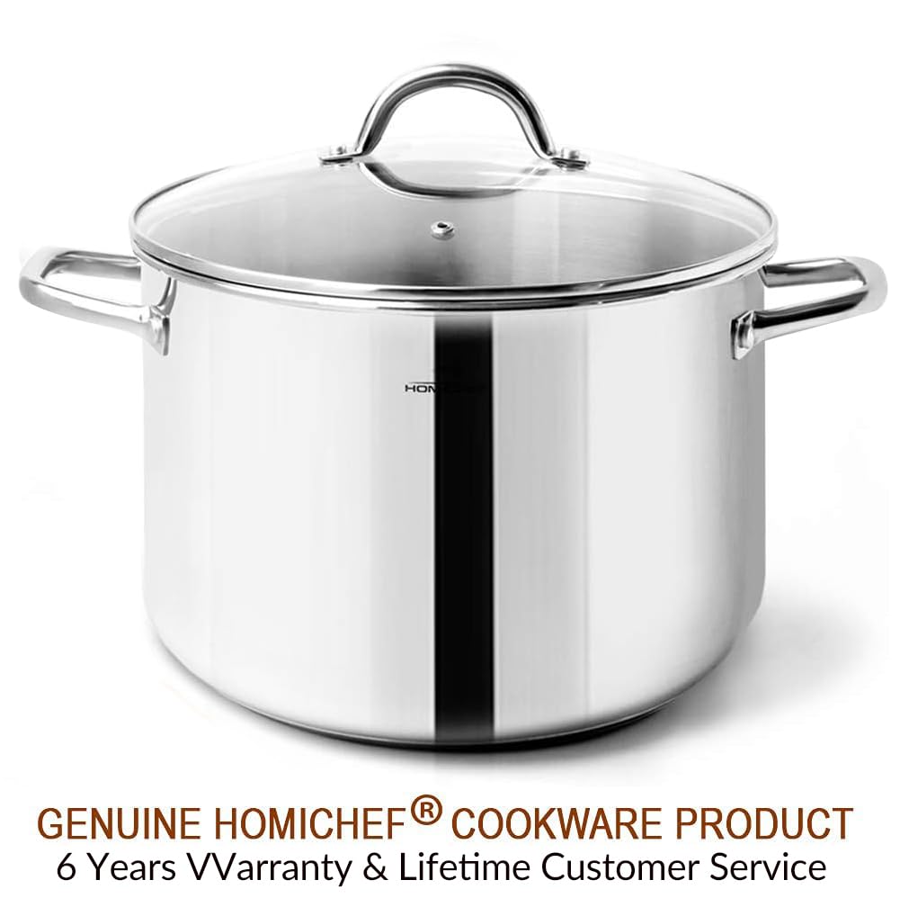 HOMICHEF 6-quart pot next to measuring cup showing practical size and capacity