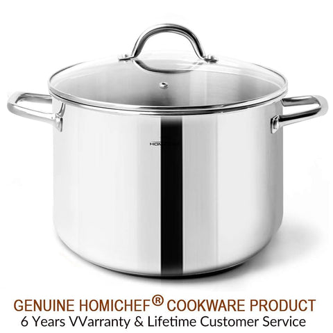 HOMICHEF 6-quart pot next to measuring cup showing practical size and capacity