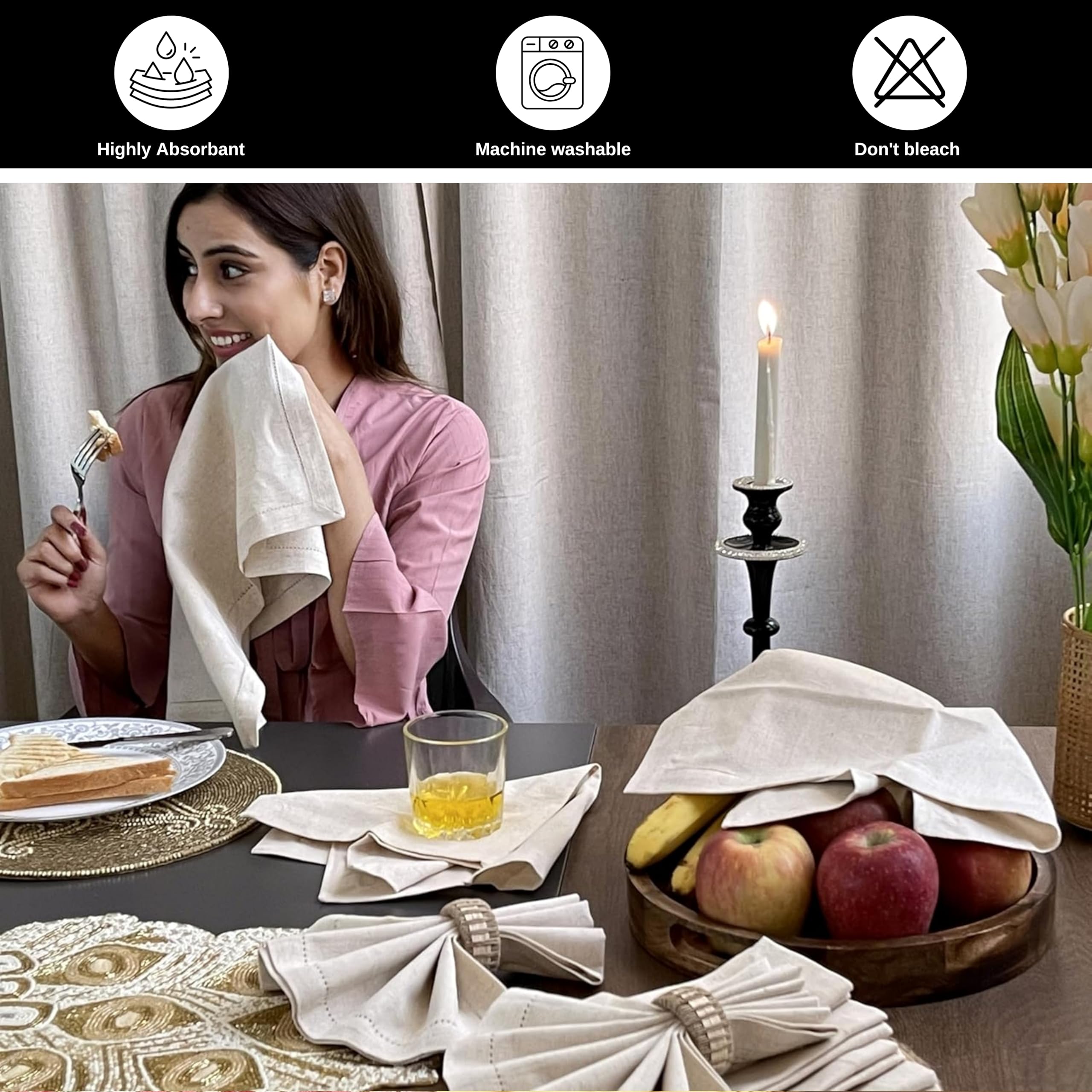 HOMIDATE stacked napkins showing scale and multi-pack convenience