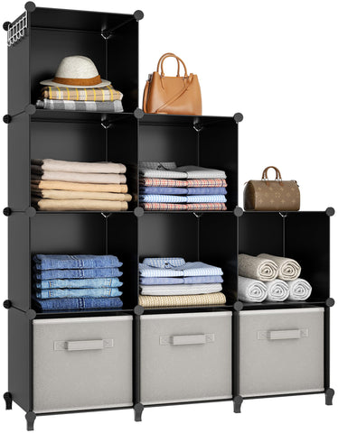HOMIDEC front view of 9-cube organizer showing neat storage and fast access