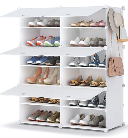 HOMIDEC front view 6-tier shoe rack showing compact storage benefit