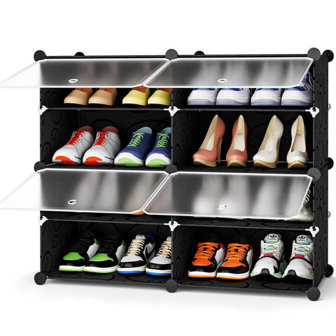 HOMIDEC front view of assembled shoe rack showing clean storage benefit