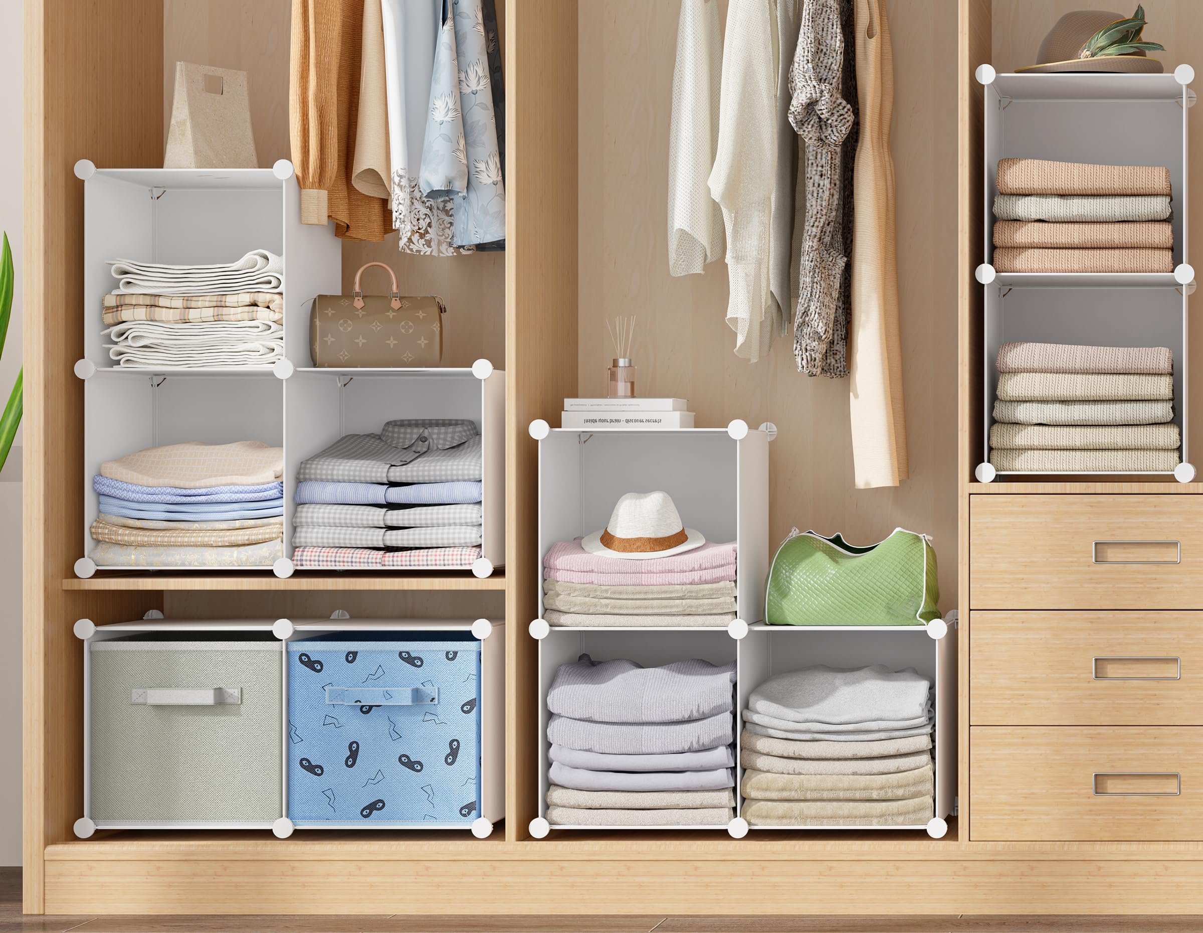 HOMIDEC organizer in bedroom showing neat folded clothes storage