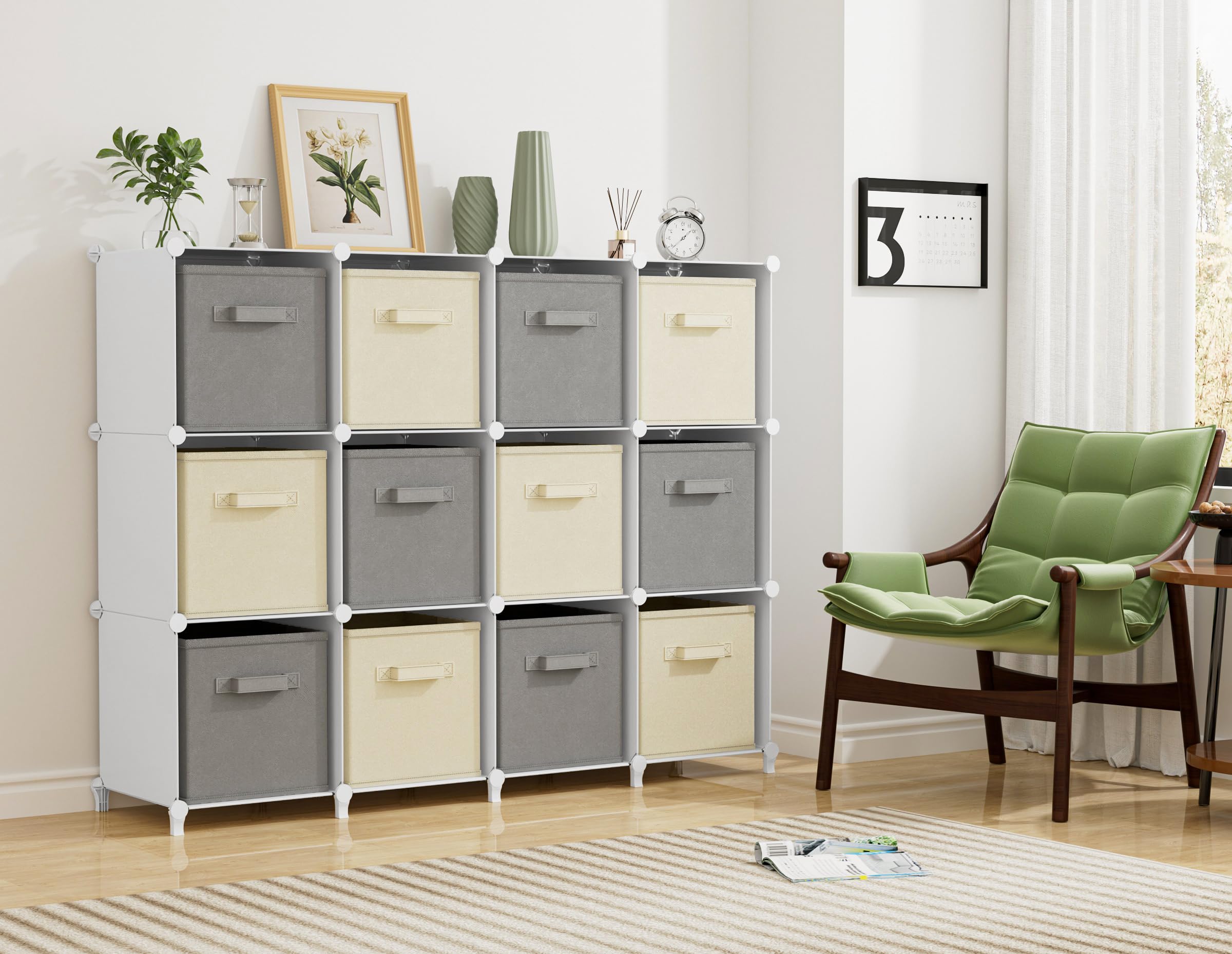 HOMIDEC organizer next to common objects showing cube size and scale benefit