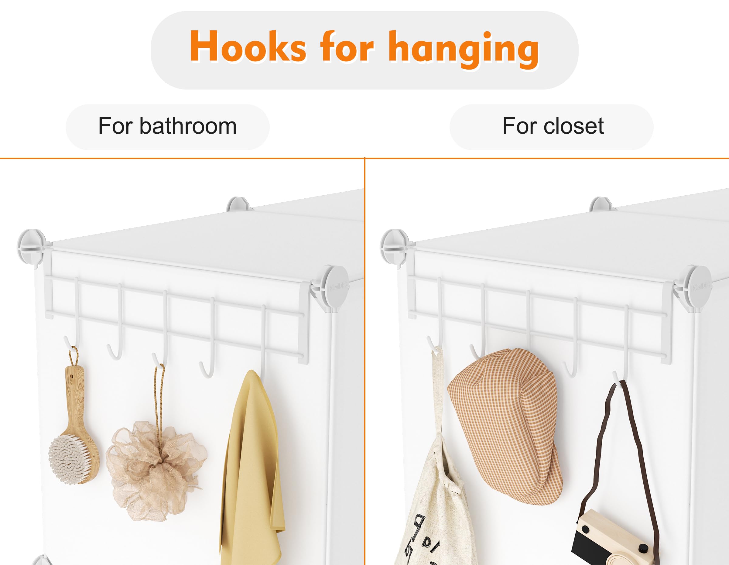 HOMIDEC cubes fitted with fabric bins showing versatile, tidy storage benefit