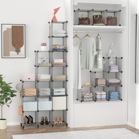 HOMIDEC filled with bins and folded clothes showing organized living benefit
