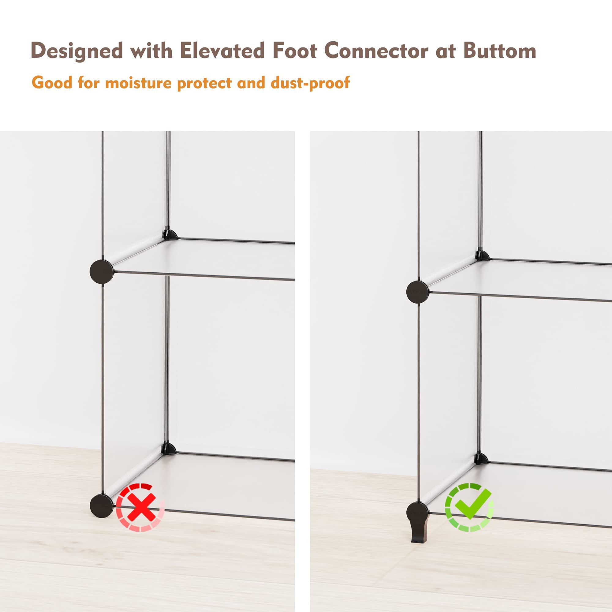HOMIDEC with storage bins size comparison showing cube capacity and fit