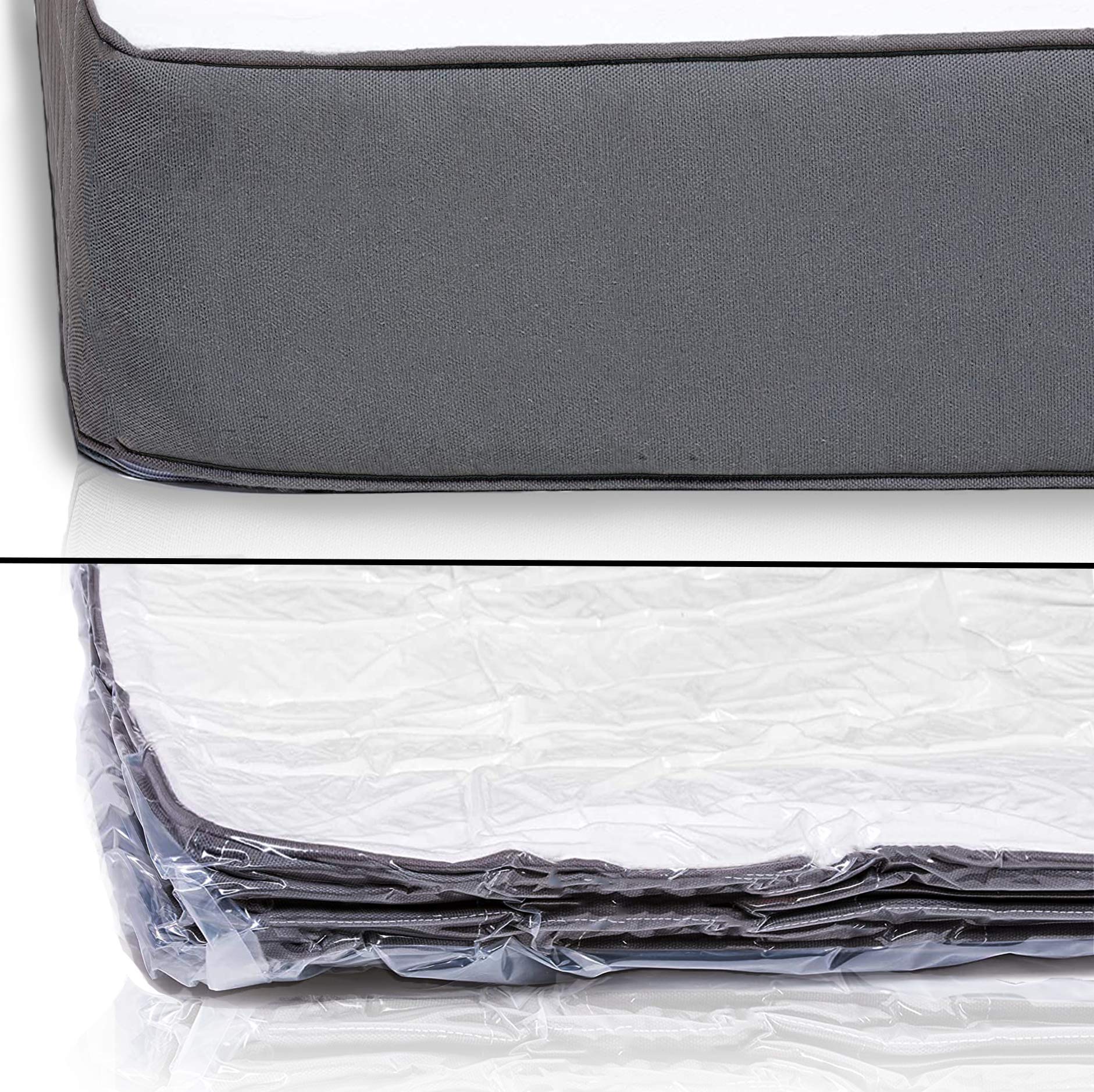 Homie mattress sealed inside bag demonstrating space-saving compression benefit