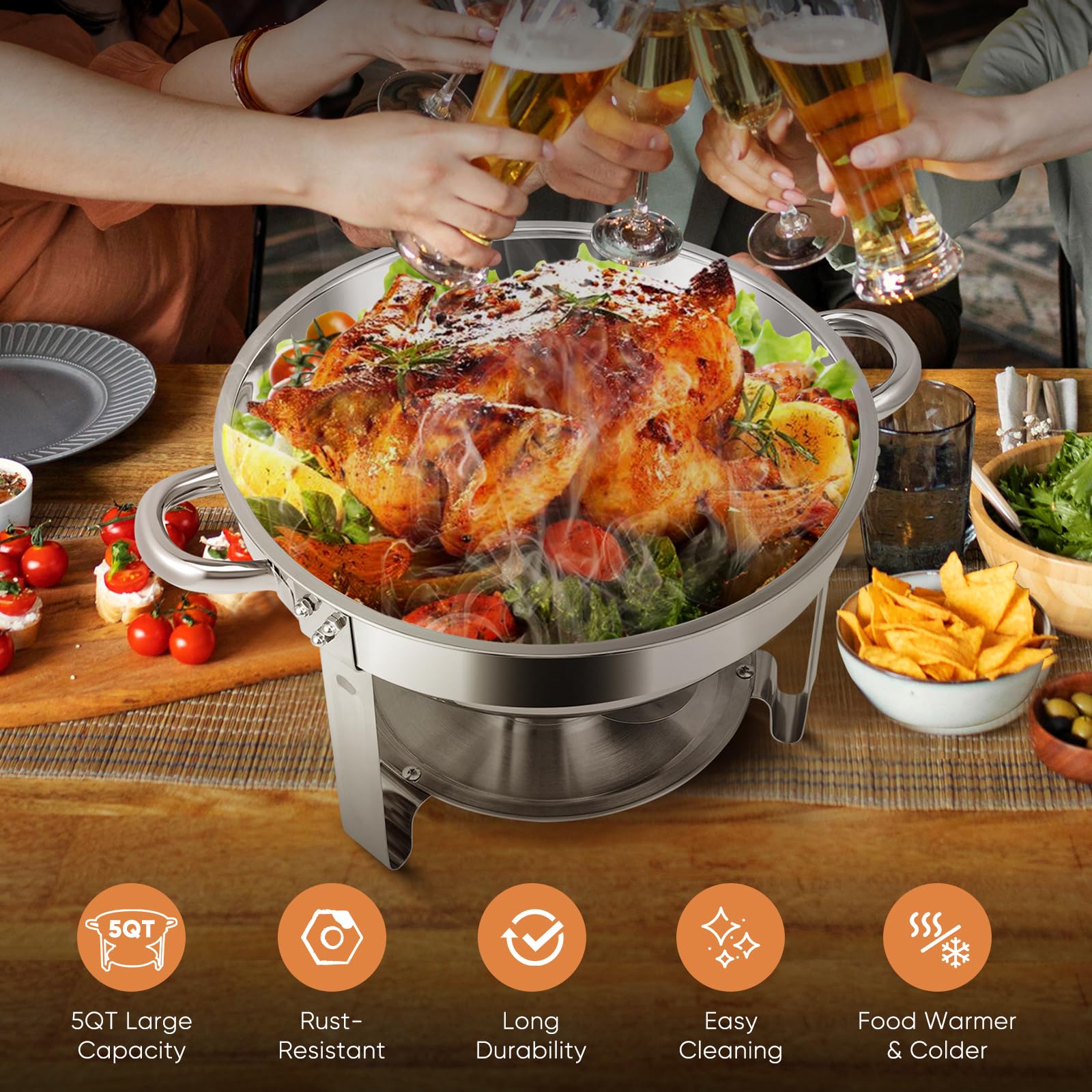 Homiesetify buffet setup with dishes in use showing professional presentation for guests