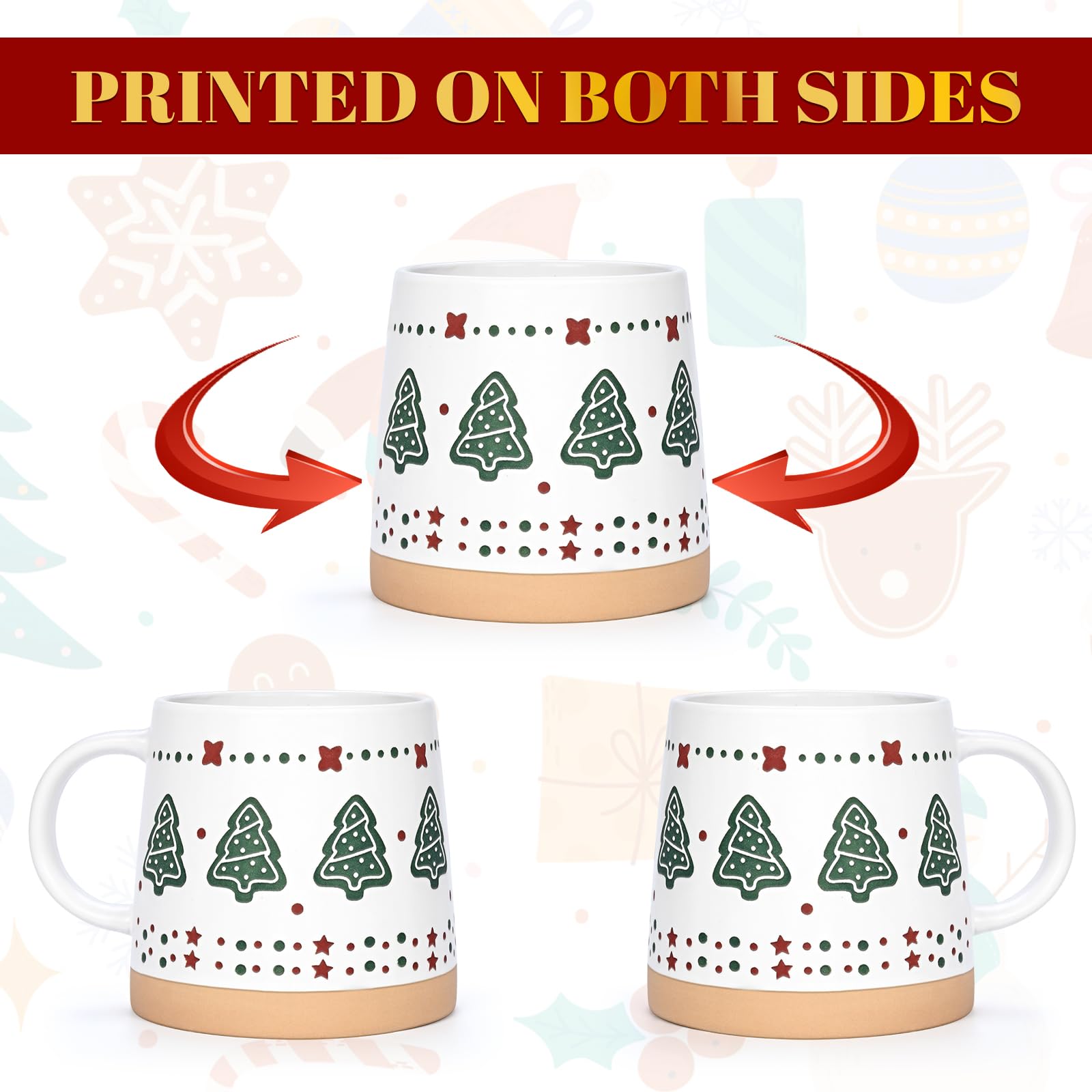 Homlouue four mugs styled on a mantel to add holiday atmosphere to a room