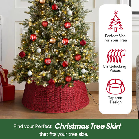 Hommtina tree collar in use with decorated tree, tidy base benefit