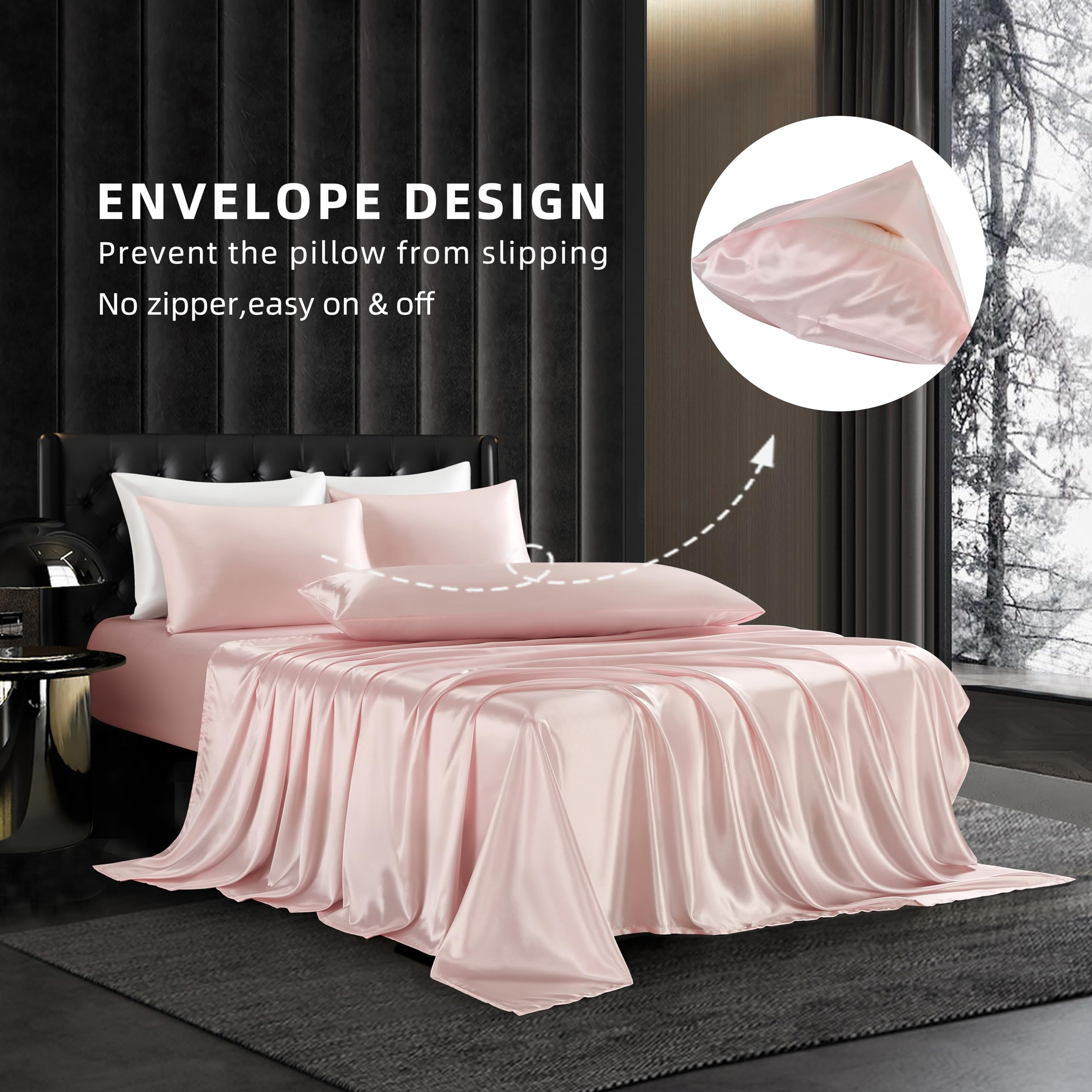 HommxJF flat sheet spread on bed showing smooth gloss and elegant finish