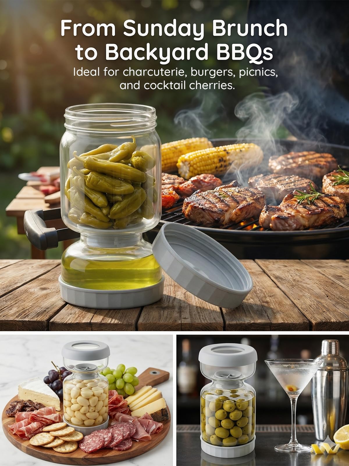 Homnoble pickle jar on serving tray in kitchen setting for elegant presentation