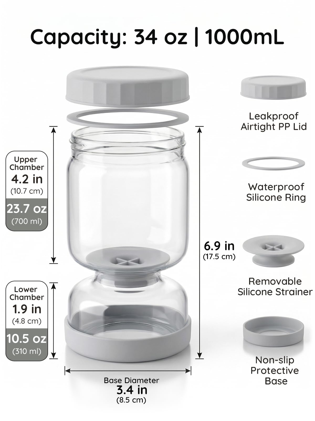 Homnoble pickle jar two-pack in fridge illustrating organized, spill-free storage