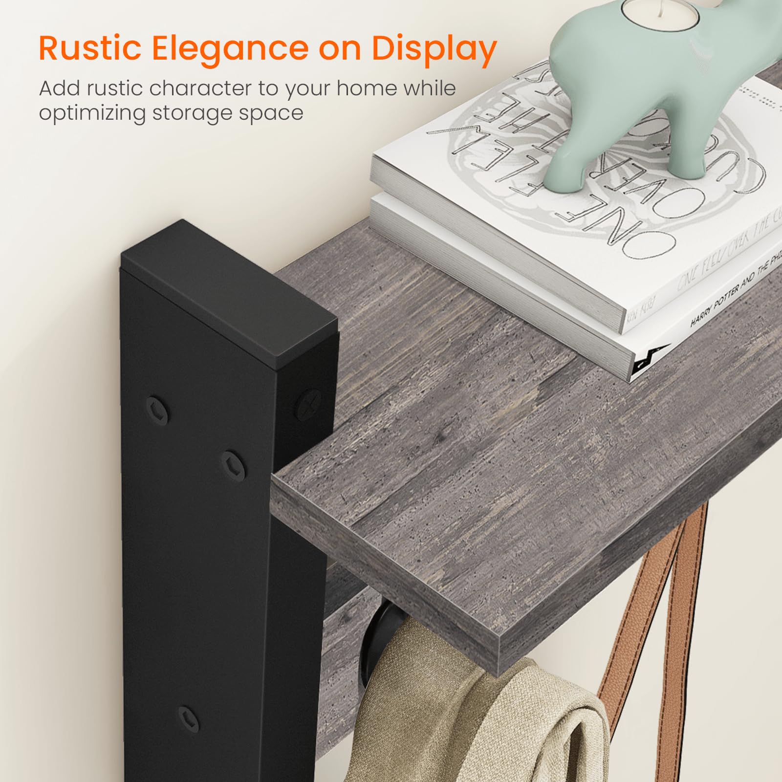 Homode mounted in bathroom with hair dryer and towels for convenient grooming storage