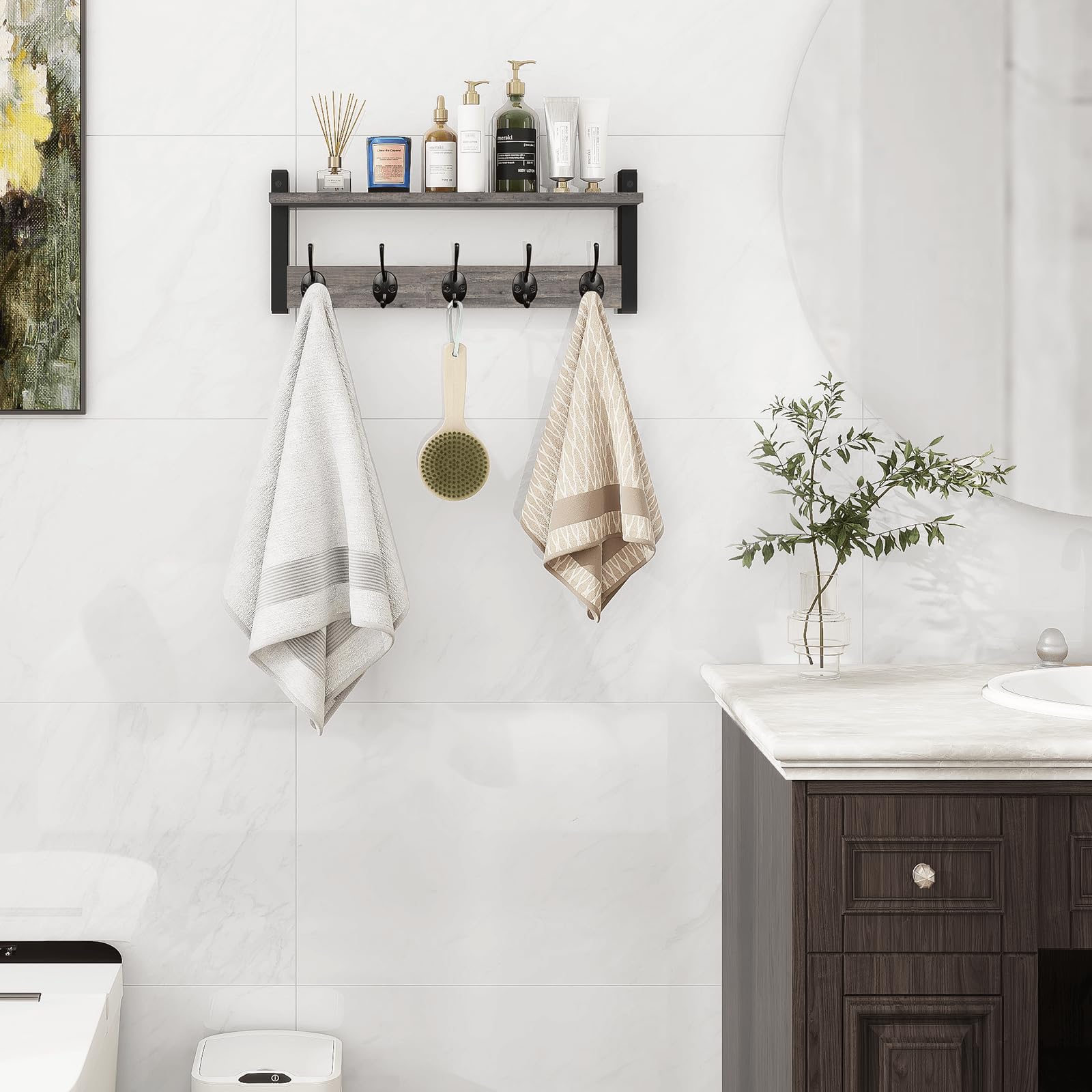Homode mounted by doorway above shoes to save floor space and clutter