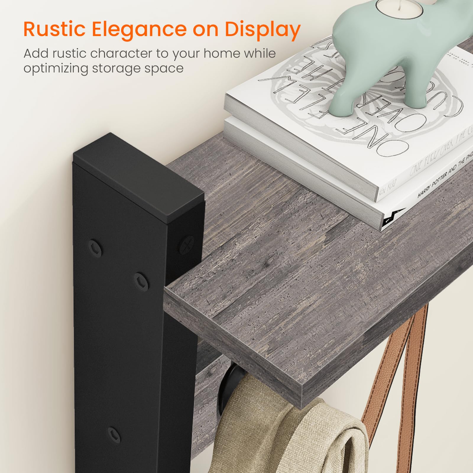Homode shelf surface with plant and photo illustrating decorative display