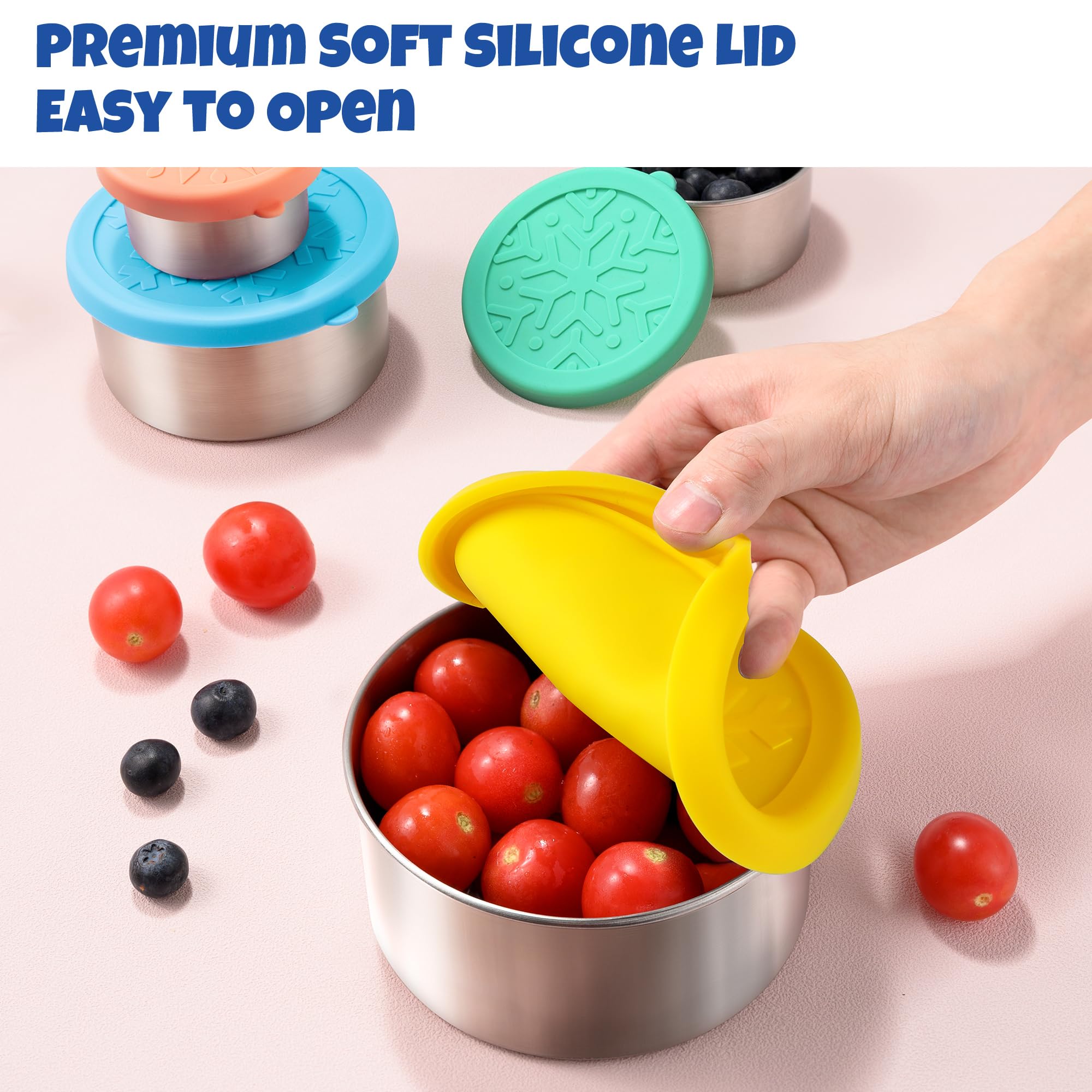 Homotte 2oz dip container beside a lunchbox for kid-friendly snack packing