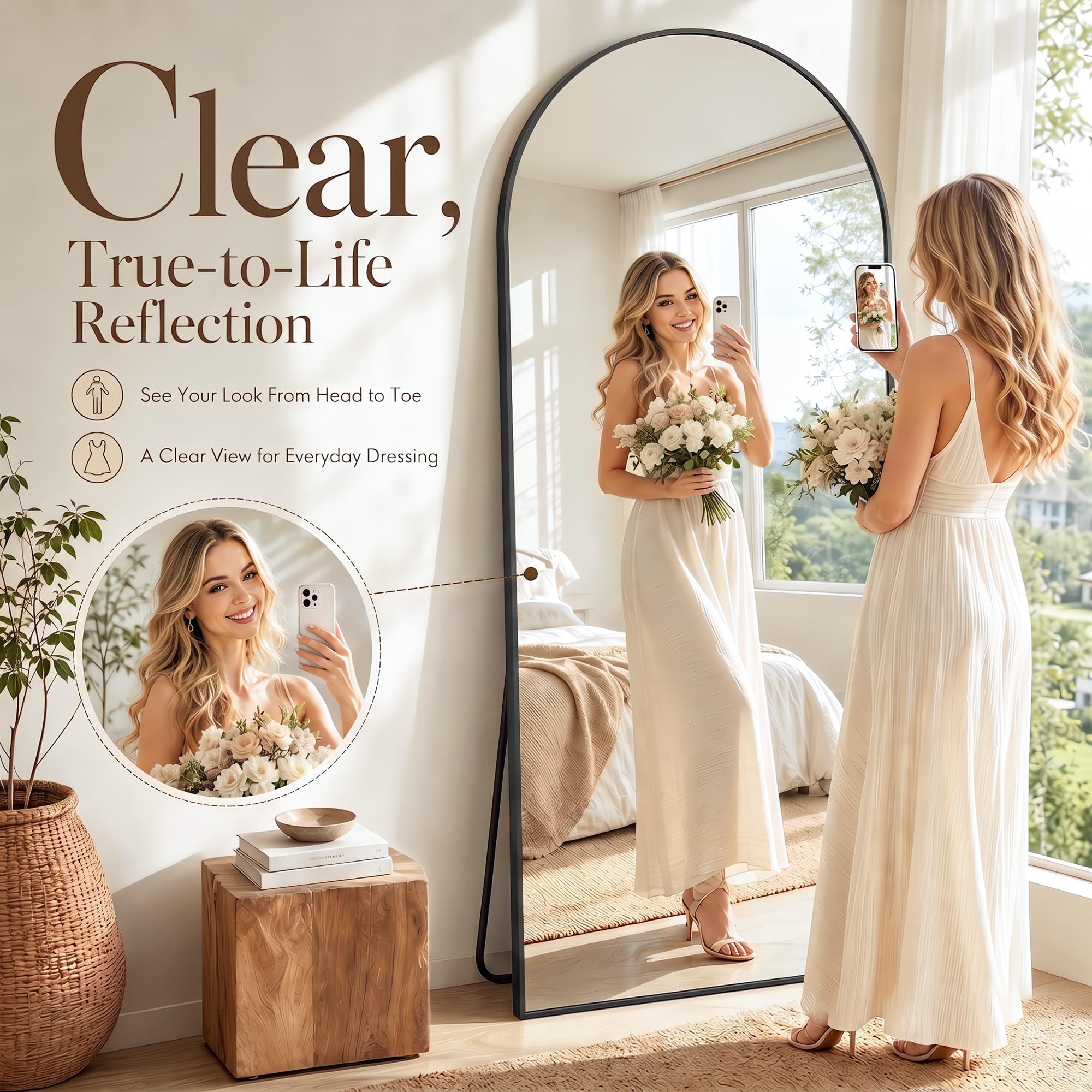 Homsion mirror back showing shatter-resistant backing, added safety benefit
