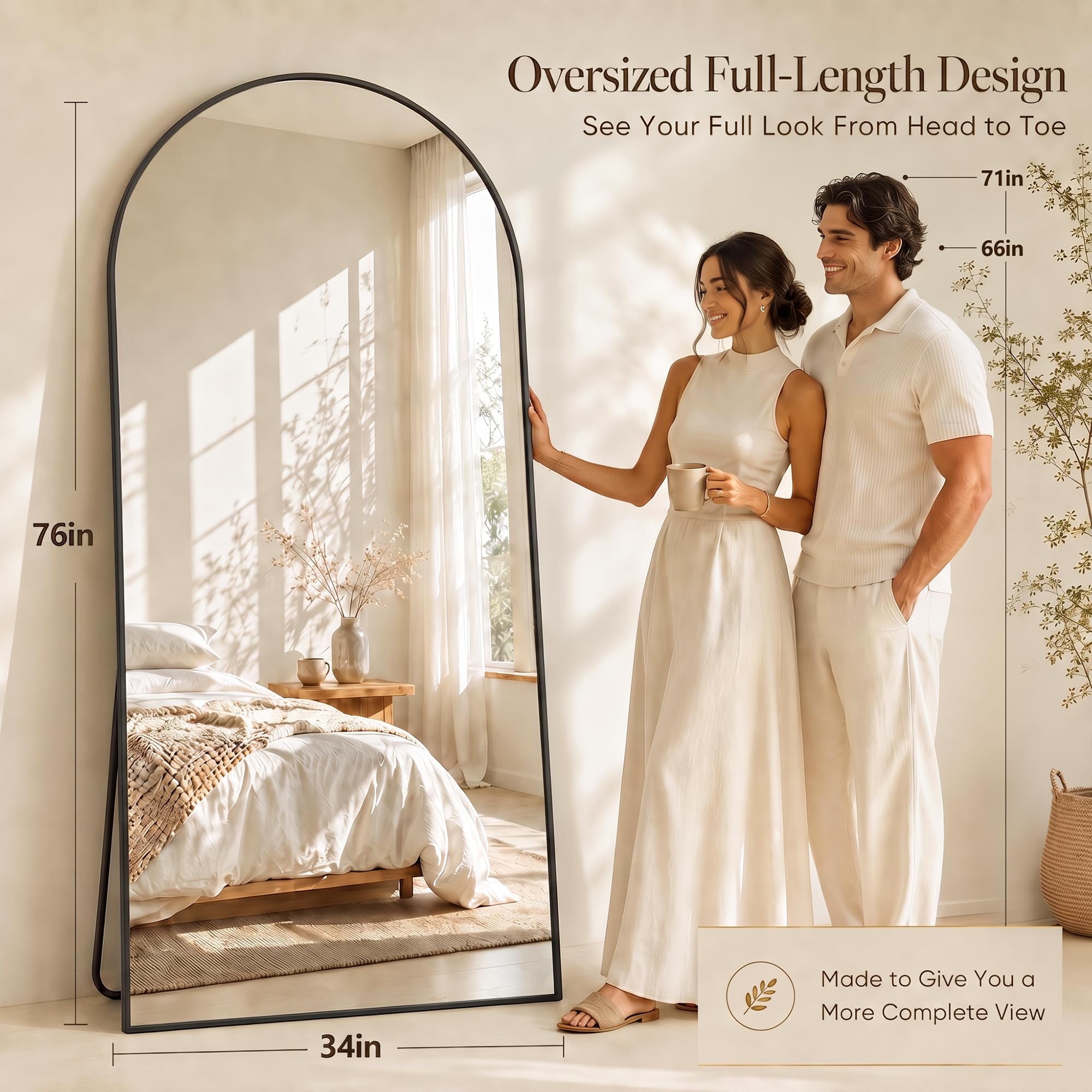 Homsion mirror in bedroom styling, outfit-check convenience benefit