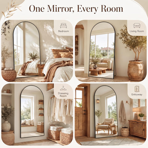 Homsion mirror beside door for scale, shows true 76 by 34 inches benefit