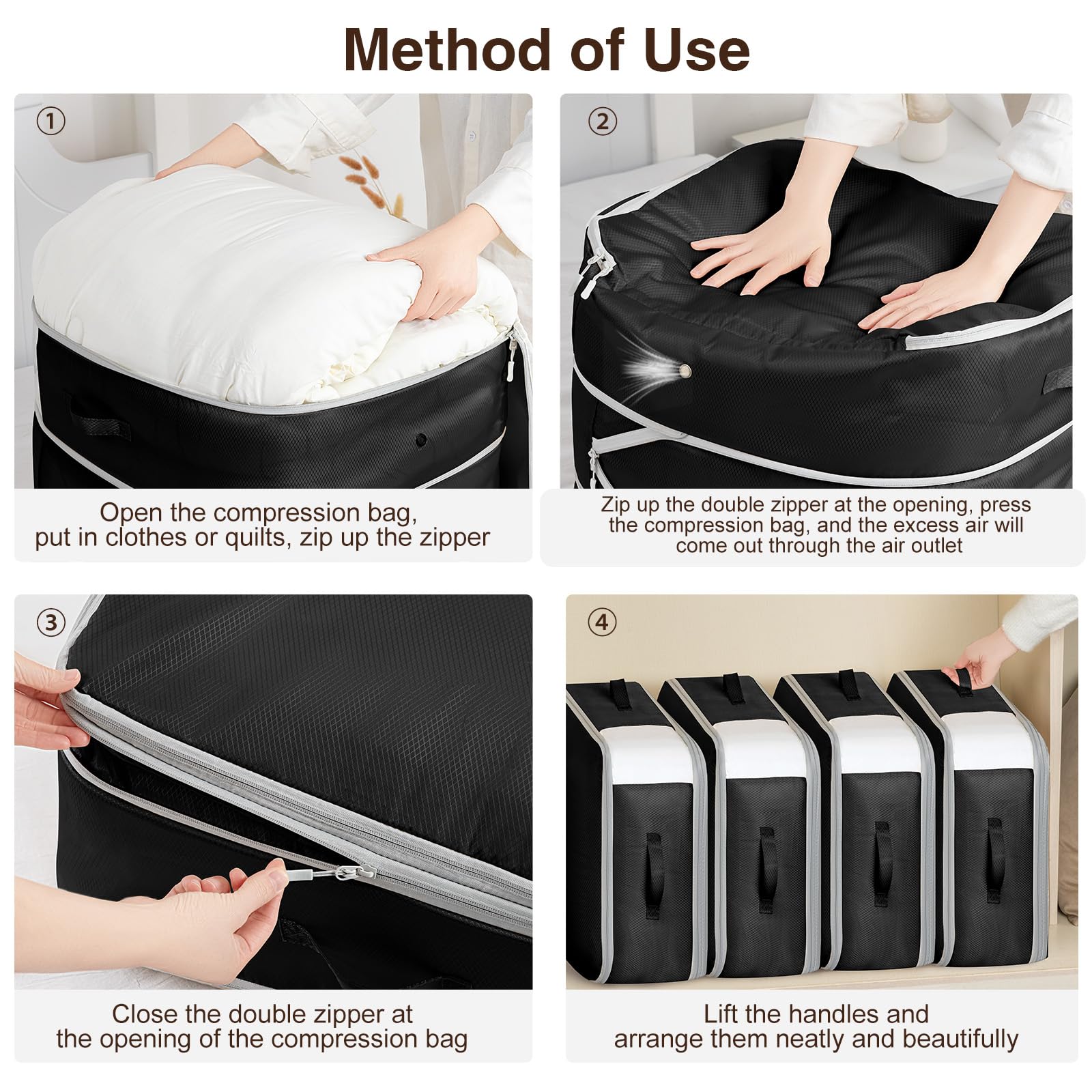 Homsorout compressed comforter stored in closet saving space benefit